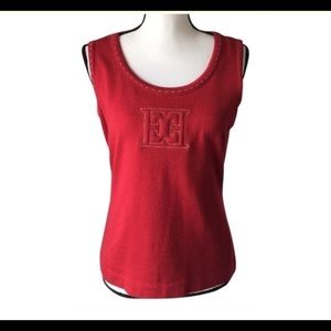 Red & Tan Escada Sweater Shell / Size Small